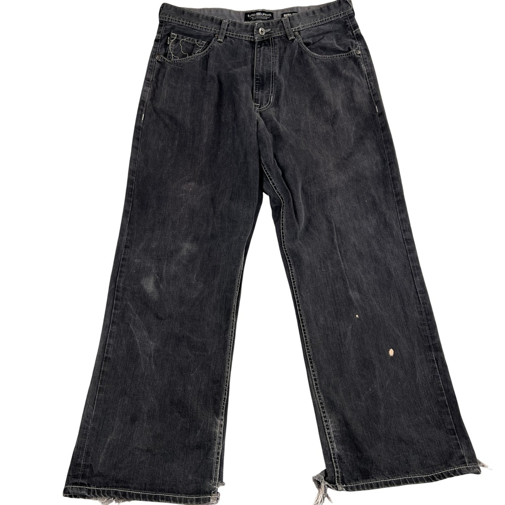 Ecko Unltd Rhino Embroidered Baggy Jeans 40 Black Y2K Streetwear Wide Leg Skater